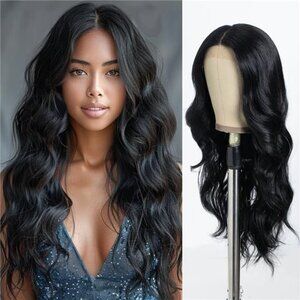 Wig 28-Inch Lace Front Wig Synthetic Black